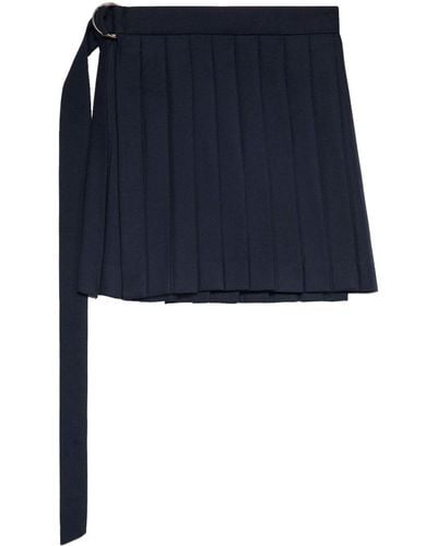 Ami Paris Pleated Virgin Wool Miniskirt - Blue