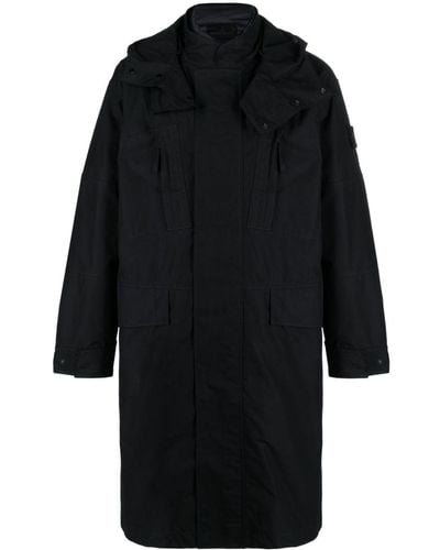 Stone Island Compass-patch Hooded Coat - Black
