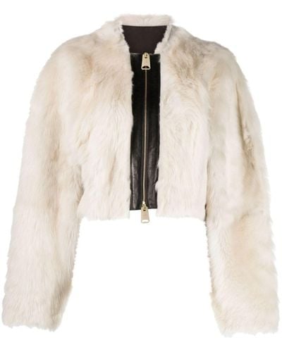 Khaite Jacke Gracell aus Shearling mit Leder - Natur