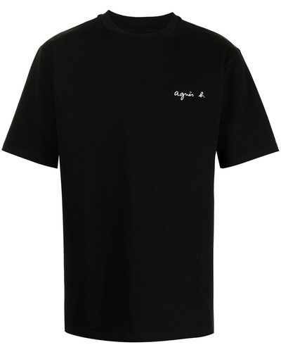 agnès b. Logo-embroidered Cotton T-shirt - Black