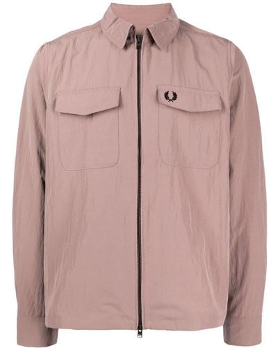 Fred Perry Logo-embroidered Shirt Jacket - Pink