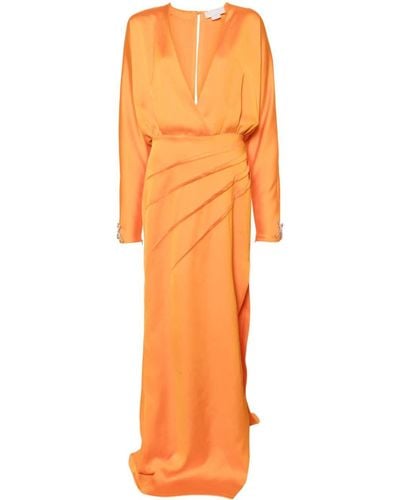 Genny Vestido largo con placa del logo - Naranja