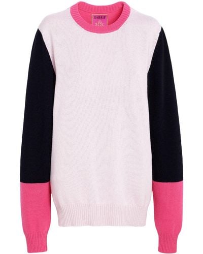 Barrie Colour-block Cashmere Jumper - Pink