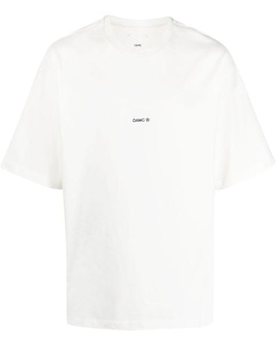 OAMC T-shirt en coton biologique à logo brodé - Blanc
