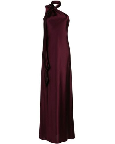 Galvan London Ushuaia One-shoulder Satin Gown - Purple