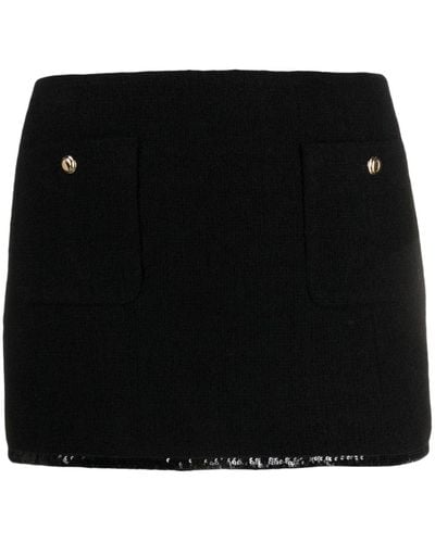 Miu Miu Sequin-Trim Knitted Miniskirt - Black