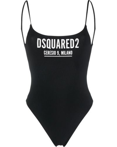 DSquared² Badeanzug mit Logo-Print - Schwarz