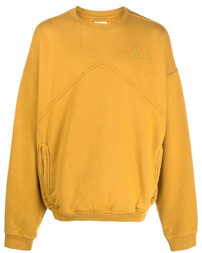 Rhude Logo-embroidered Paneled Sweatshirt - Yellow