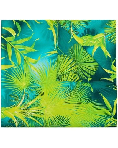 Versace Tropical-print Silk Scarf - Green