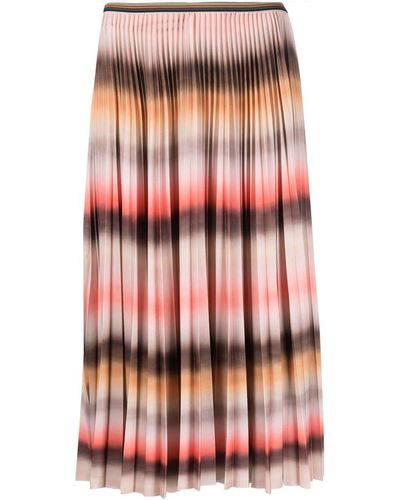 Paul Smith Untitled Stripe Pleated Midi Skirt - Red