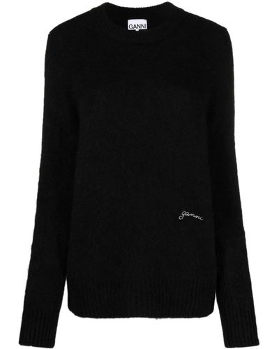 Ganni Oネック セーター - ブラック
