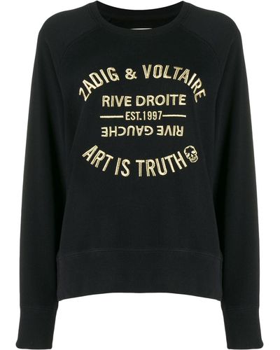 Zadig & Voltaire Sweatshirt mit "Art is Truth"-Stickerei - Schwarz