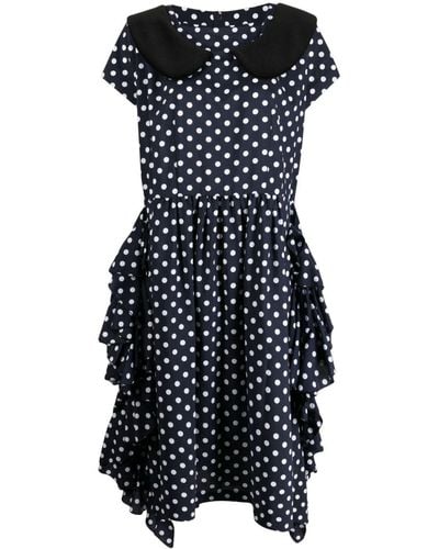 Comme des Garçons Polka-dot Print Ruffle-detailing Dress - Black