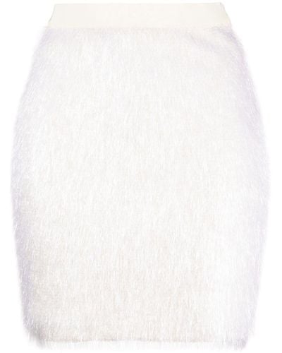 Gemy Maalouf Faux-fur Wool-blend Miniskirt - White
