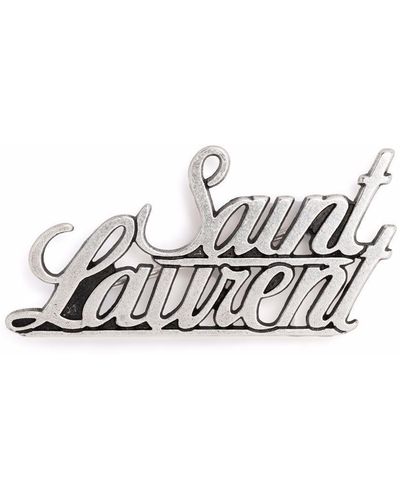 Saint Laurent Logo-lettering Brooch - Metallic