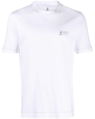 Brunello Cucinelli T-shirt Met Logoprint - Wit
