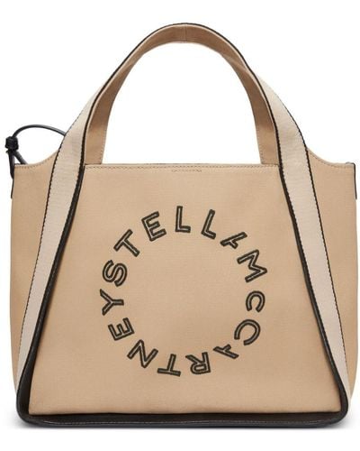 Stella McCartney Bolso shopper con logo bordado - Neutro