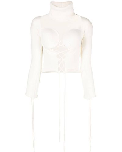 Julius Ruched-detail Sweetheart-neck Top - White