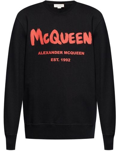 Alexander McQueen Logo-print Cotton Sweatshirt - Blue