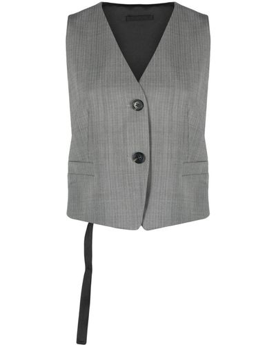 Helmut Lang Herringbone Cut-out Vest - Gray