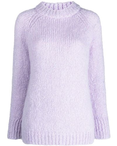 Cecilie Bahnsen Indira Knitted Crew-neck Sweater - Purple