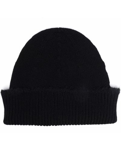 Barrie Ribbed Cashmere Beanie - Black