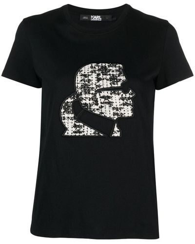 Karl Lagerfeld Logo-patch Organic-cotton T-shirt - Black