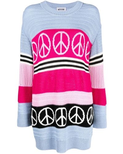 Moschino Jeans Peace Sign Colour-block Jumper Dress - Pink
