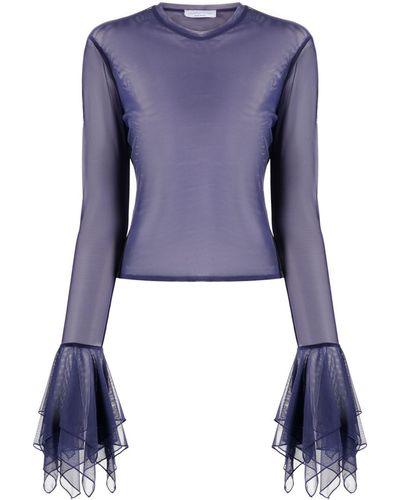 Blumarine Semi-transparentes T-Shirt - Blau