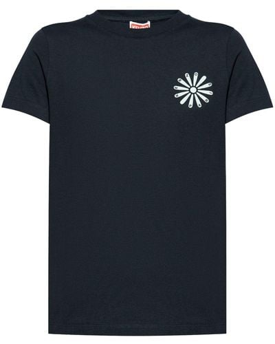 KENZO Floral-print cotton T-shirt - Blau