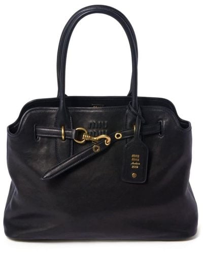 Miu Miu Nappa-leather Tote Bag - Black