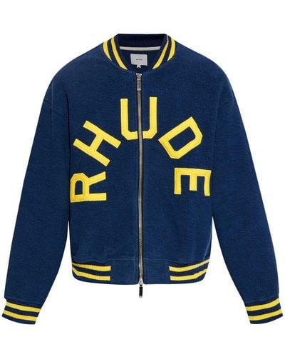 Rhude Logo-appliqué Terry Varsity Jacket - Blue