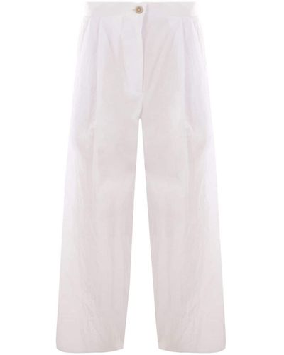 Dusan Pleat-detail Cotton Trousers - White