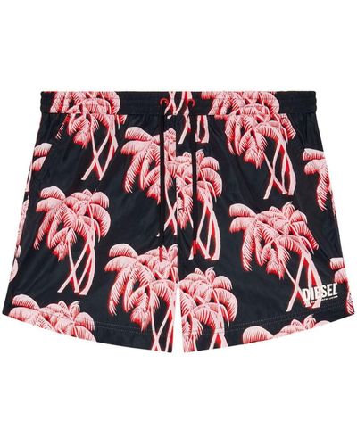 DIESEL Bmbx-rio-41-zip Palm-tree Swim Shorts - Red
