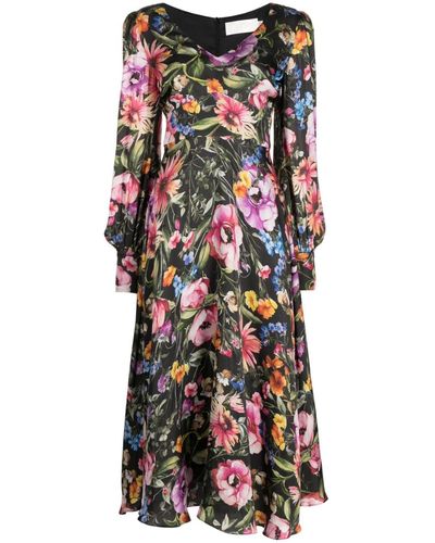 Jane Raphaella Floral-print Midi Dress - Multicolor