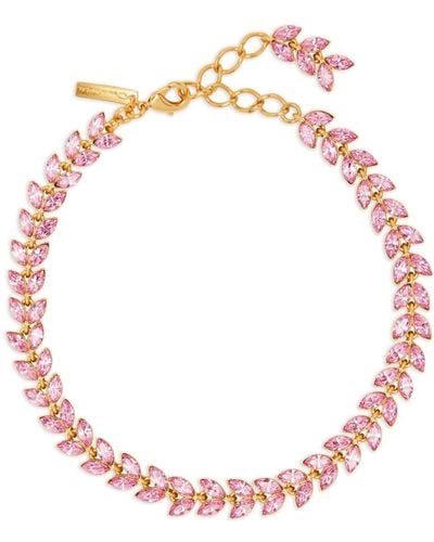 Oscar de la Renta Crystal Leaves Jewel Necklace - Pink