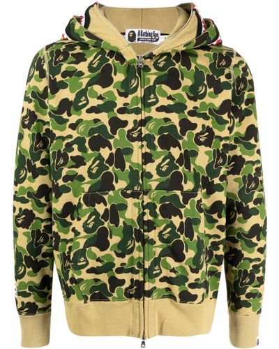A Bathing Ape Camouflage-pattern Cotton Hoodie - Green