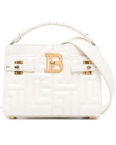 Balmain B-buzz 22 Quilted Leather Tote Bag - White