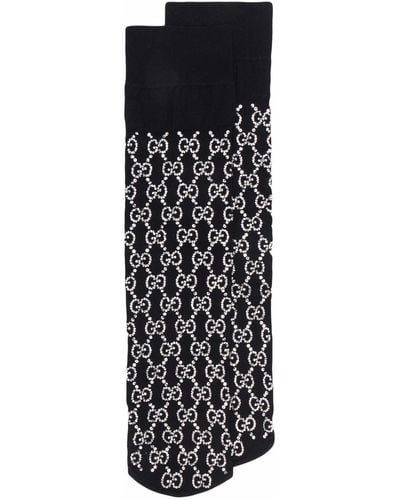 Gucci GG Embroidered Crystal Socks - Black