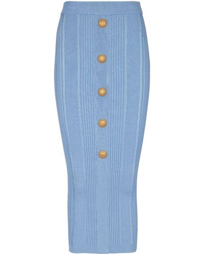 Balmain Falda midi 5-Button - Azul