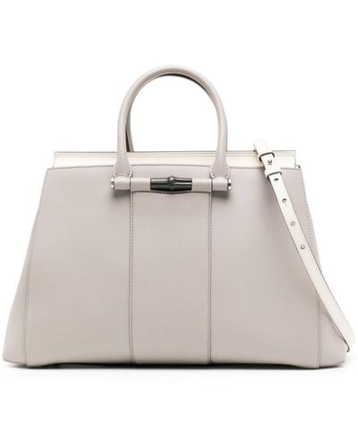 Gucci Lady Bamboo Leather Tote Bag - Natural