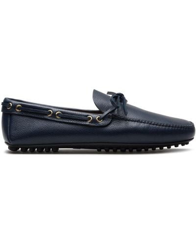 Car Shoe Driving Leather Loafers - Blue