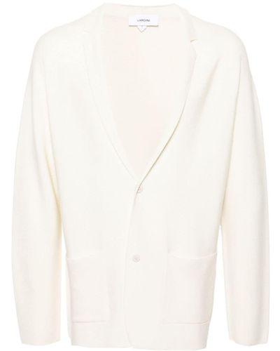 Lardini Notched-collar Wool-blend Cardigan - White