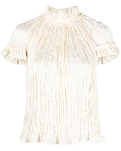 Rabanne Blusa plissettata con maniche corte - Bianco