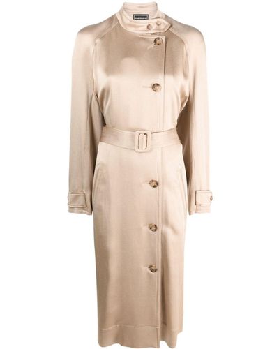 10 Corso Como Double-breasted Belted Satin Coat - Natural