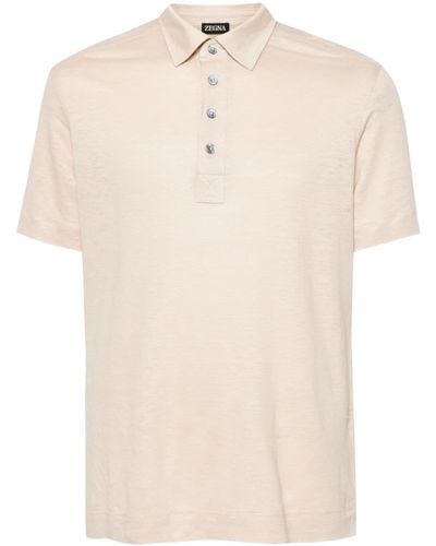 Zegna Linen Polo Shirt - Natural