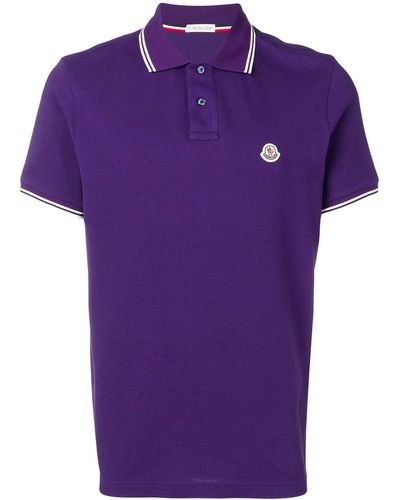 Moncler Striped Trim Polo Shirt - Purple