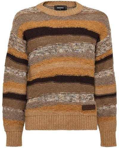 DSquared² Striped Wool Jumper - Brown