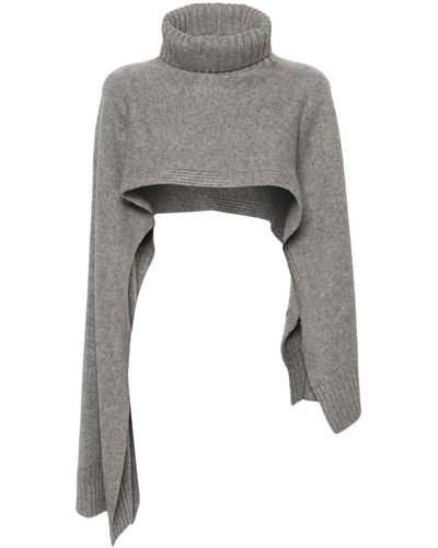 Jil Sander Roll-neck Knitted Scarf - Gray