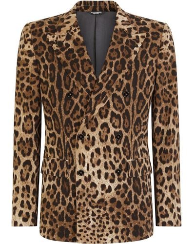 Dolce & Gabbana Sicilia-fit Leopard-print Double-breasted Blazer - Brown